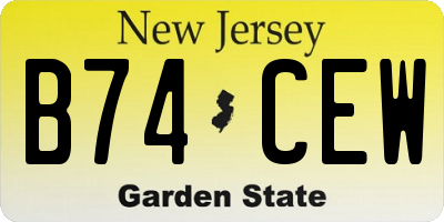 NJ license plate B74CEW