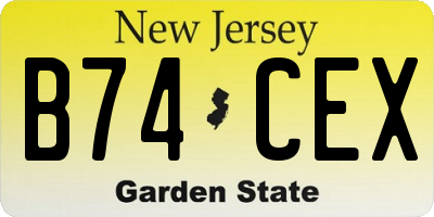NJ license plate B74CEX