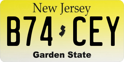 NJ license plate B74CEY