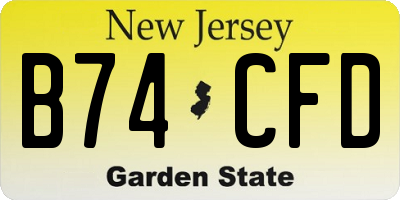 NJ license plate B74CFD