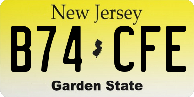 NJ license plate B74CFE