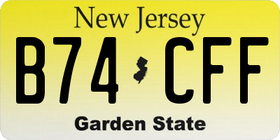 NJ license plate B74CFF