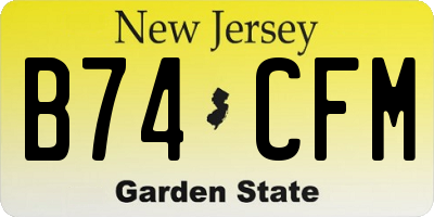 NJ license plate B74CFM