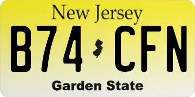 NJ license plate B74CFN