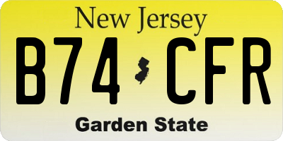 NJ license plate B74CFR