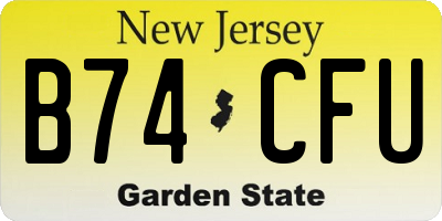 NJ license plate B74CFU