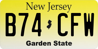 NJ license plate B74CFW