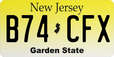 NJ license plate B74CFX