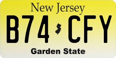 NJ license plate B74CFY