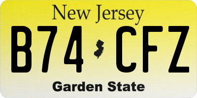 NJ license plate B74CFZ