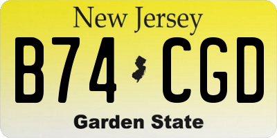 NJ license plate B74CGD