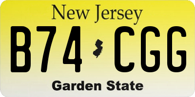 NJ license plate B74CGG