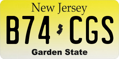NJ license plate B74CGS