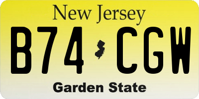 NJ license plate B74CGW