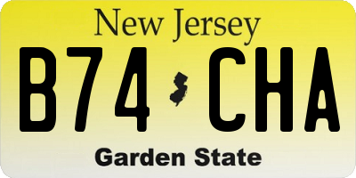 NJ license plate B74CHA