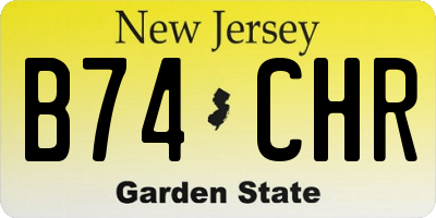 NJ license plate B74CHR