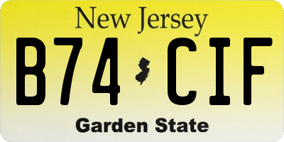 NJ license plate B74CIF