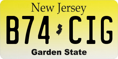 NJ license plate B74CIG
