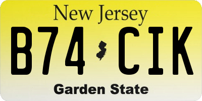 NJ license plate B74CIK