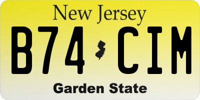 NJ license plate B74CIM