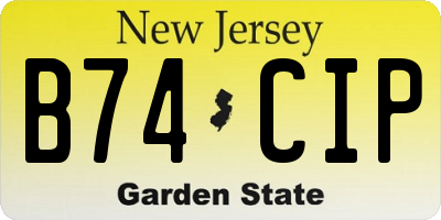 NJ license plate B74CIP