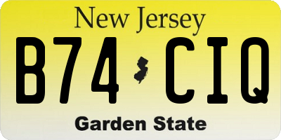 NJ license plate B74CIQ