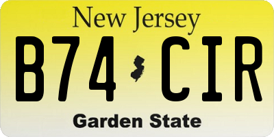 NJ license plate B74CIR