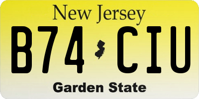 NJ license plate B74CIU