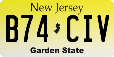NJ license plate B74CIV