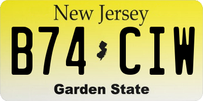 NJ license plate B74CIW