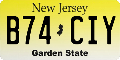 NJ license plate B74CIY