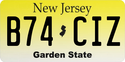 NJ license plate B74CIZ