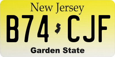 NJ license plate B74CJF