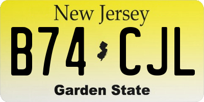 NJ license plate B74CJL