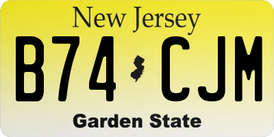 NJ license plate B74CJM