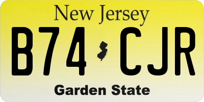 NJ license plate B74CJR