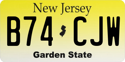 NJ license plate B74CJW