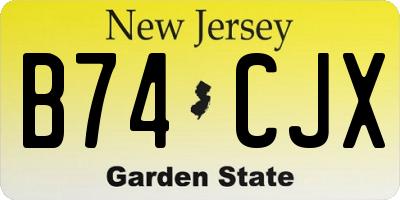 NJ license plate B74CJX