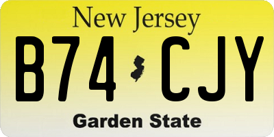 NJ license plate B74CJY