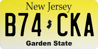 NJ license plate B74CKA