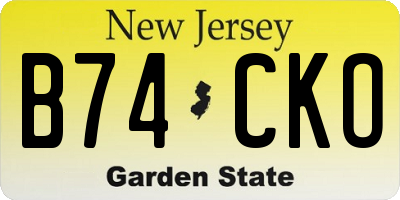 NJ license plate B74CKO