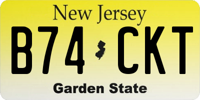 NJ license plate B74CKT