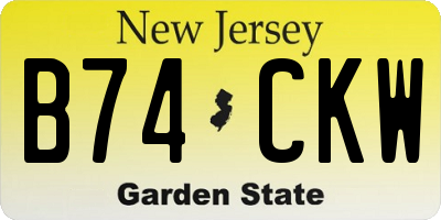 NJ license plate B74CKW