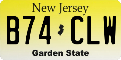 NJ license plate B74CLW