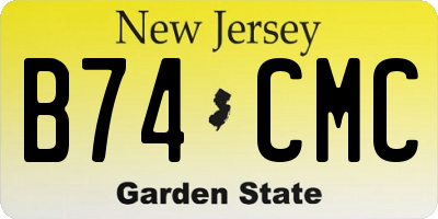 NJ license plate B74CMC