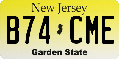 NJ license plate B74CME