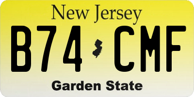 NJ license plate B74CMF