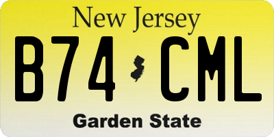 NJ license plate B74CML