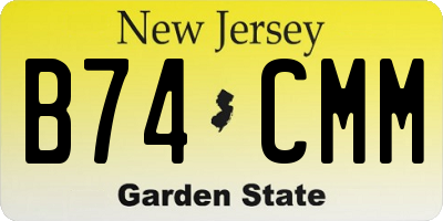 NJ license plate B74CMM