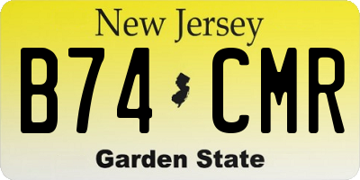 NJ license plate B74CMR
